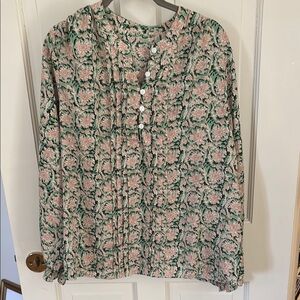 Floral Green and Pink Blouse